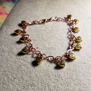 6 - 8.5 rose gold chain handcrafted with filigree heart charms